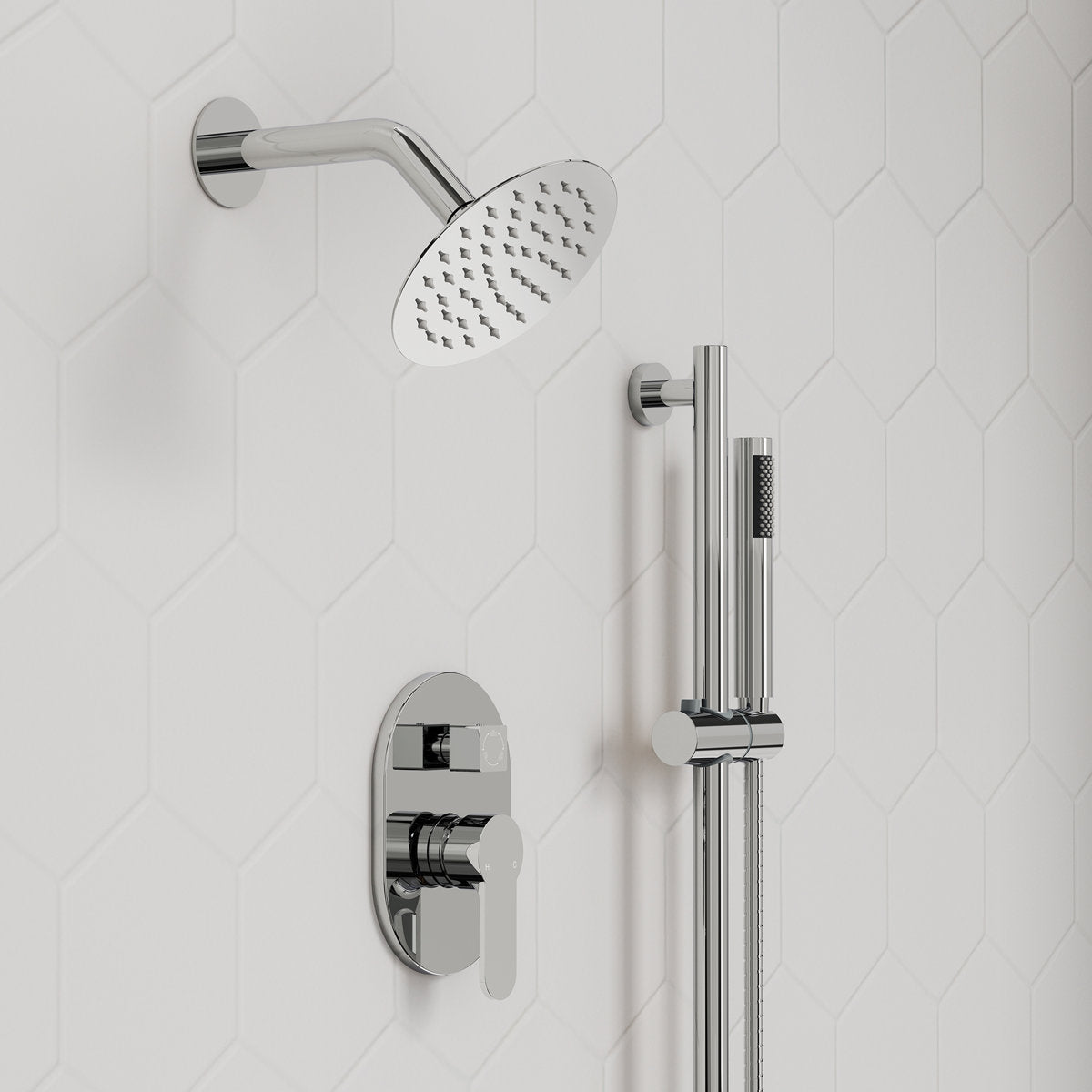 PressureBalanced Shower System, 10" Rainfall Dual Showerheads with Handheld Shower SFS-1058-CH10 - Chrome