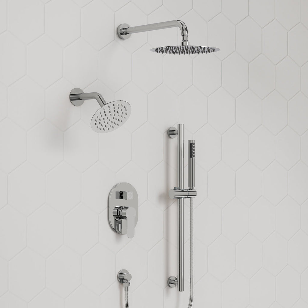 PressureBalanced Shower System, 10" Rainfall Dual Showerheads with Handheld Shower SFS-1058-CH10 - Chrome