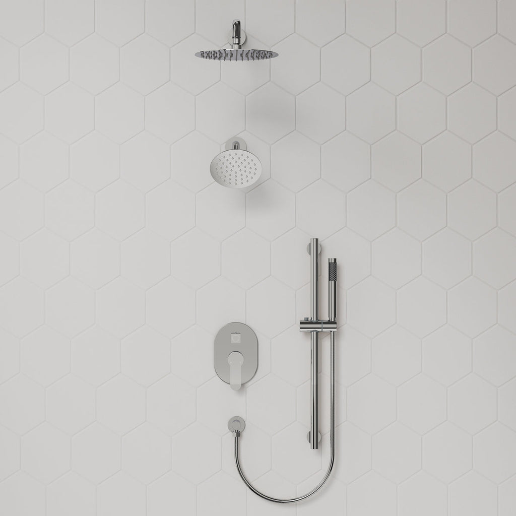 PressureBalanced Shower System, 10" Rainfall Dual Showerheads with Handheld Shower SFS-1058-CH10 - Chrome