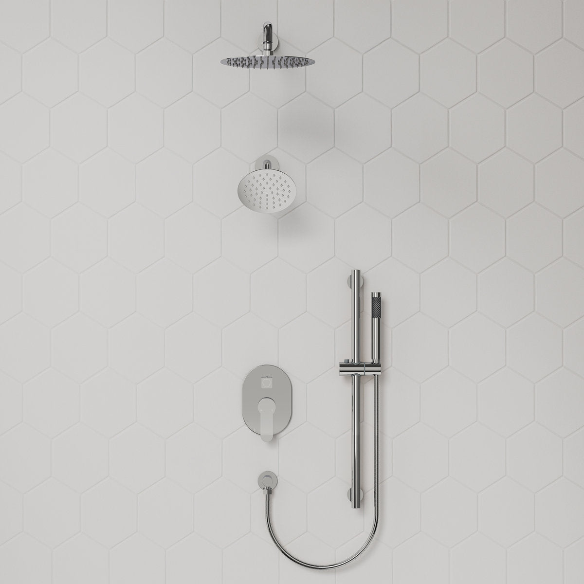 PressureBalanced Shower System, 10" Rainfall Dual Showerheads with Handheld Shower SFS-1058-CH10 - Chrome