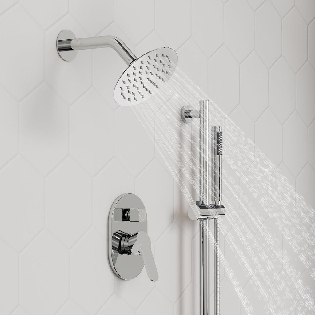 PressureBalanced Shower System, 10" Rainfall Dual Showerheads with Handheld Shower SFS-1058-CH10 - Chrome
