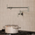 Wall Mount Pot Filler Faucet with Retractable Arm, 2-Handle Kitchen Faucet for Stove Use SFS-1088-NK - Brushed Nickel