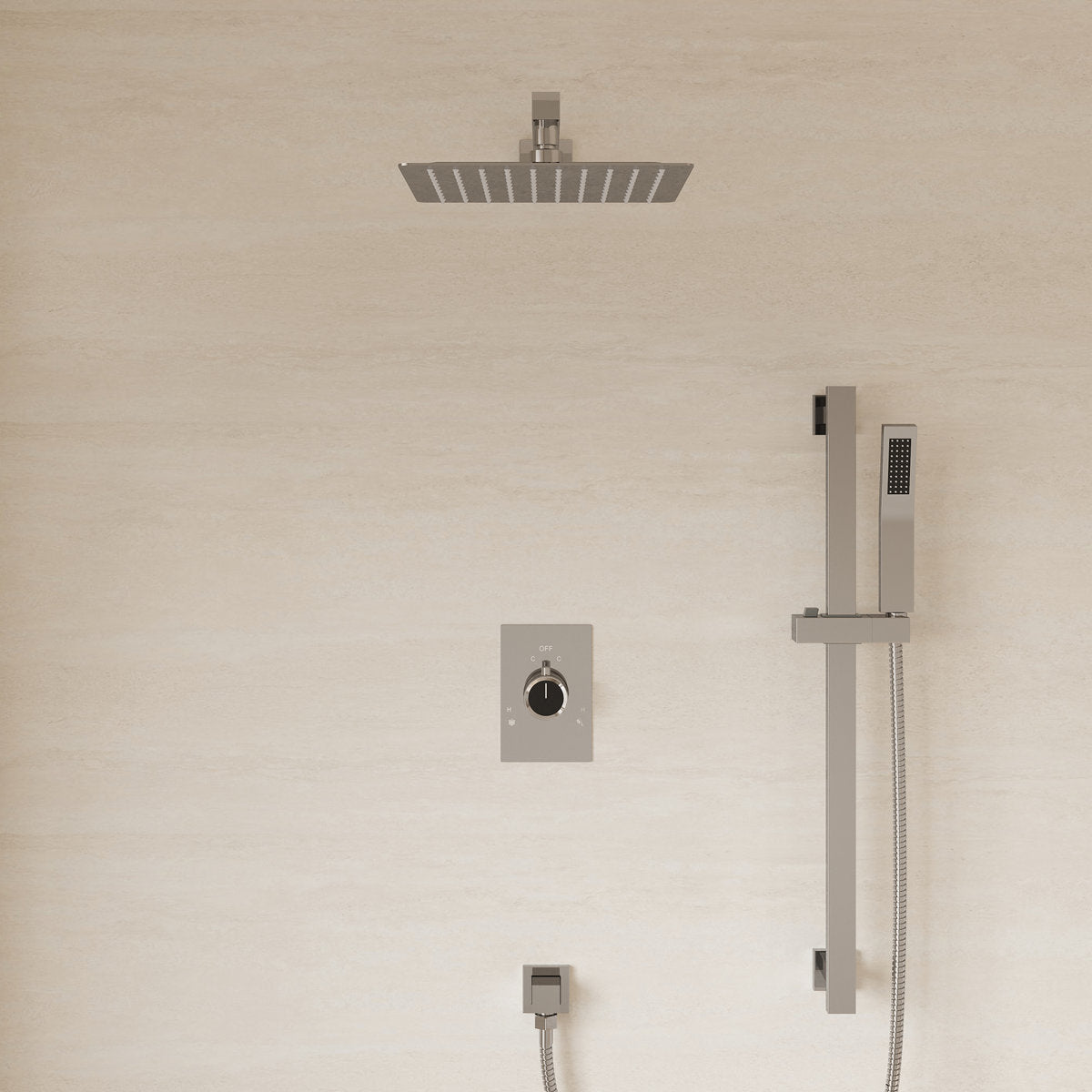 10" Pressure-Balanced Rain Shower System with Adjustable Slide Bar Handheld Shower and Rough-In Valve SFS-1036-CH10 - Chrome