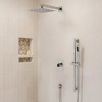 10" Pressure-Balanced Rain Shower System with Adjustable Slide Bar Handheld Shower and Rough-In Valve SFS-1036-CH10 - Chrome