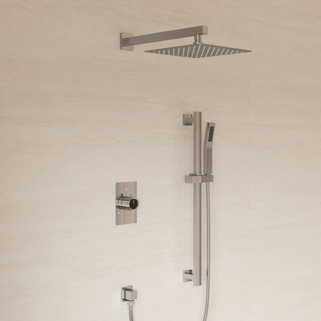 10" Pressure-Balanced Rain Shower System with Adjustable Slide Bar Handheld Shower and Rough-In Valve SFS-1036-CH10 - Chrome