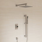 10" Pressure-Balanced Rain Shower System with Adjustable Slide Bar Handheld Shower and Rough-In Valve SFS-1036-CH10 - Chrome