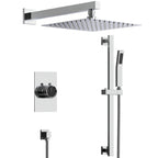 10" Pressure-Balanced Rain Shower System with Adjustable Slide Bar Handheld Shower and Rough-In Valve SFS-1036-CH10 - Chrome