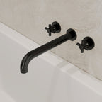 Two-Handle 3-Hole Wall Mounted Roman Tub Faucet Bathtub Filler SFS-1107-BK - Matte Black