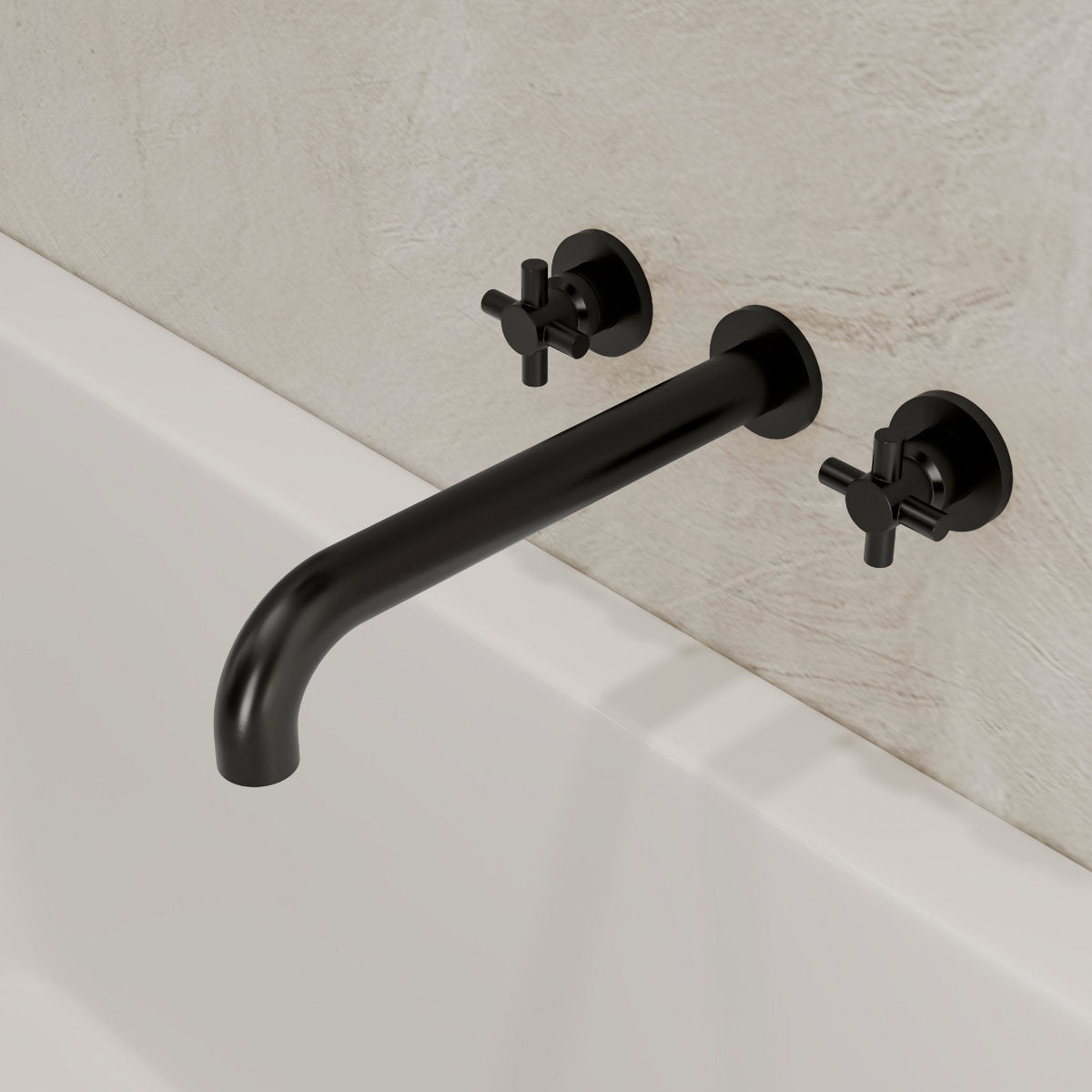 Two-Handle 3-Hole Wall Mounted Roman Tub Faucet Bathtub Filler SFS-1107-BK - Matte Black