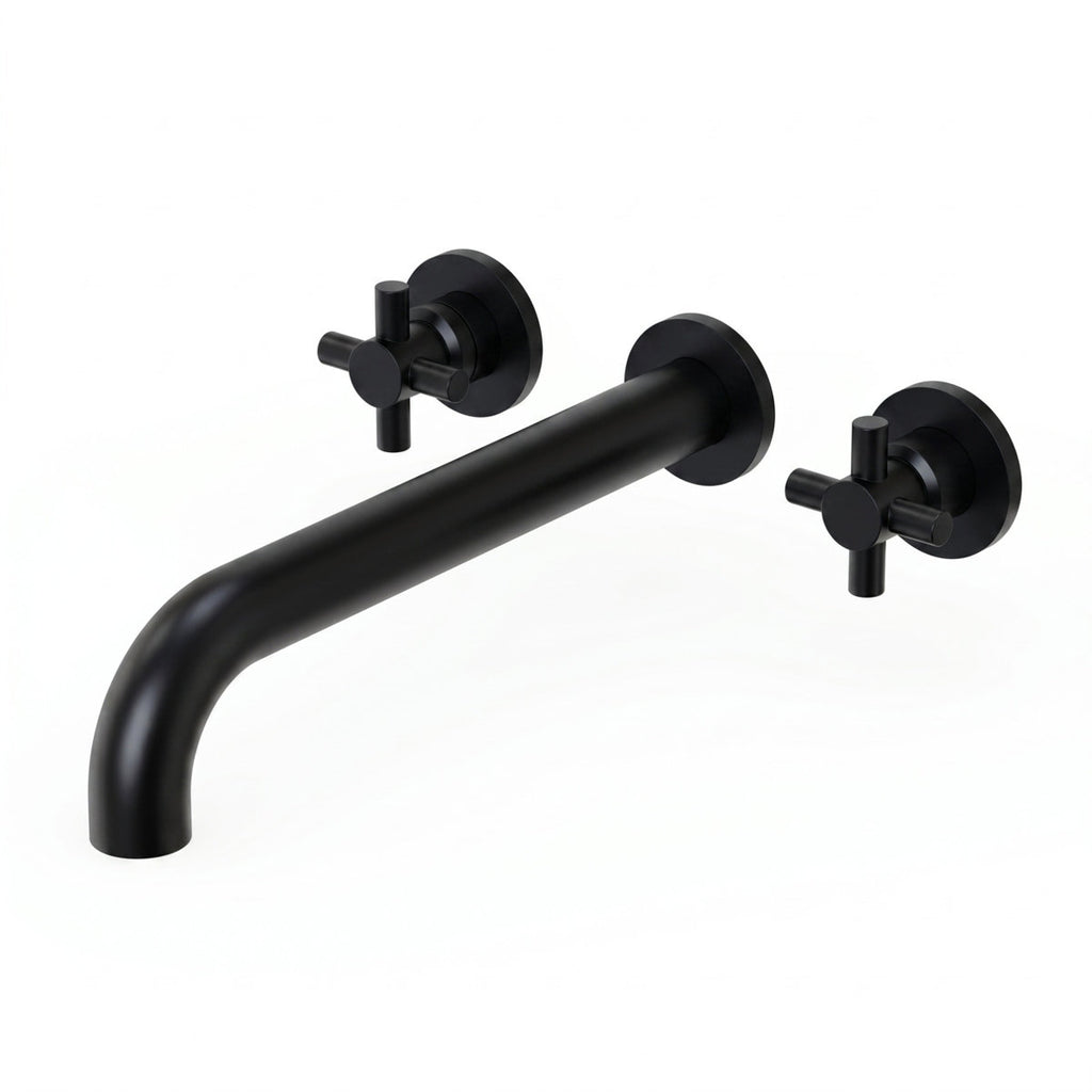 Two-Handle 3-Hole Wall Mounted Roman Tub Faucet Bathtub Filler SFS-1107-BK - Matte Black