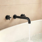 Two-Handle 3-Hole Wall Mounted Roman Tub Faucet Bathtub Filler SFS-1107-BK - Matte Black