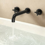 Two-Handle 3-Hole Wall Mounted Roman Tub Faucet Bathtub Filler SFS-1107-BK - Matte Black