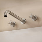 Two-Handle 3-Hole Wall Mounted Roman Tub Faucet Bathtub Filler SFS-1107-NK - Brushed Nickel