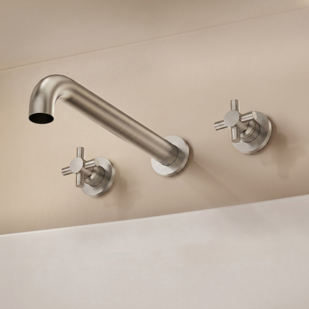 Two-Handle 3-Hole Wall Mounted Roman Tub Faucet Bathtub Filler SFS-1107-NK - Brushed Nickel