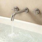 Two-Handle 3-Hole Wall Mounted Roman Tub Faucet Bathtub Filler SFS-1107-NK - Brushed Nickel