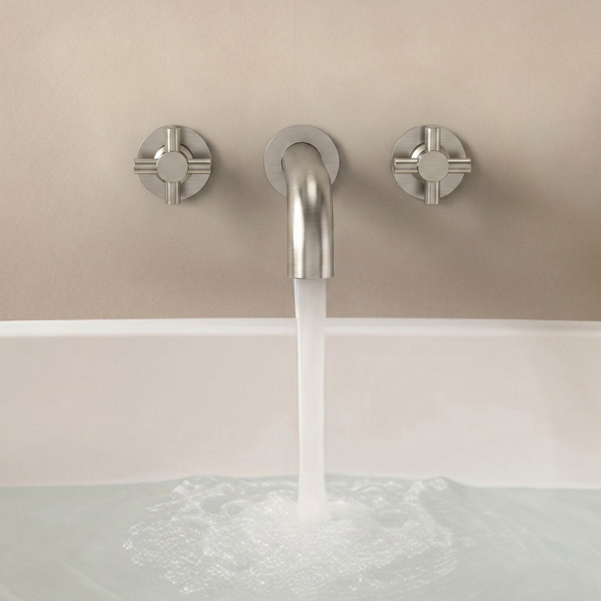 Two-Handle 3-Hole Wall Mounted Roman Tub Faucet Bathtub Filler SFS-1107-NK - Brushed Nickel
