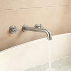 Two-Handle 3-Hole Wall Mounted Roman Tub Faucet Bathtub Filler SFS-1107-NK - Brushed Nickel