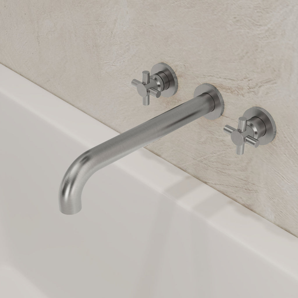 Two-Handle 3-Hole Wall Mounted Roman Tub Faucet Bathtub Filler SFS-1107-NK - Brushed Nickel