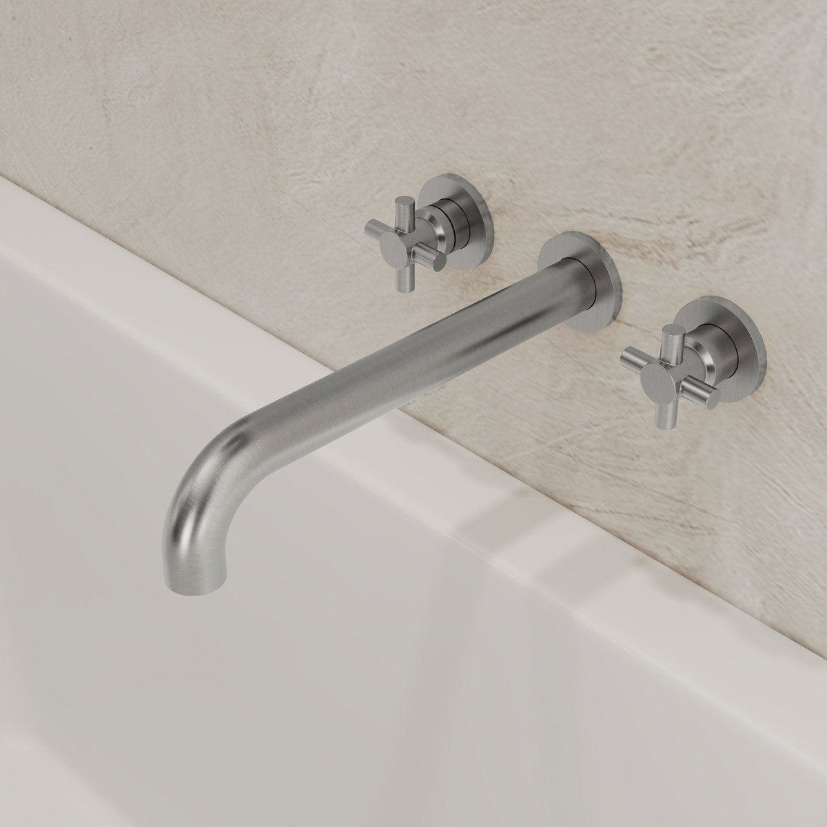 Two-Handle 3-Hole Wall Mounted Roman Tub Faucet Bathtub Filler SFS-1107-NK - Brushed Nickel