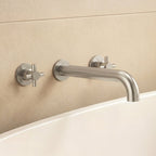 Two-Handle 3-Hole Wall Mounted Roman Tub Faucet Bathtub Filler SFS-1107-NK - Brushed Nickel