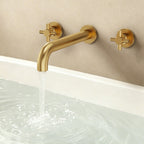 Two-Handle 3-Hole Wall Mounted Roman Tub Faucet Bathtub Filler SFS-1107-GD - Brushed Gold