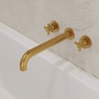Two-Handle 3-Hole Wall Mounted Roman Tub Faucet Bathtub Filler SFS-1107-GD - Brushed Gold