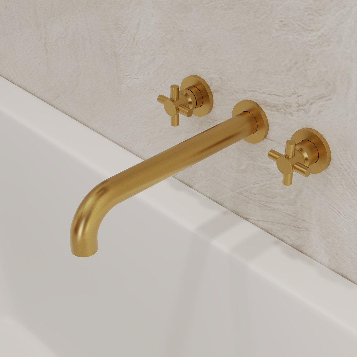 Two-Handle 3-Hole Wall Mounted Roman Tub Faucet Bathtub Filler SFS-1107-GD - Brushed Gold