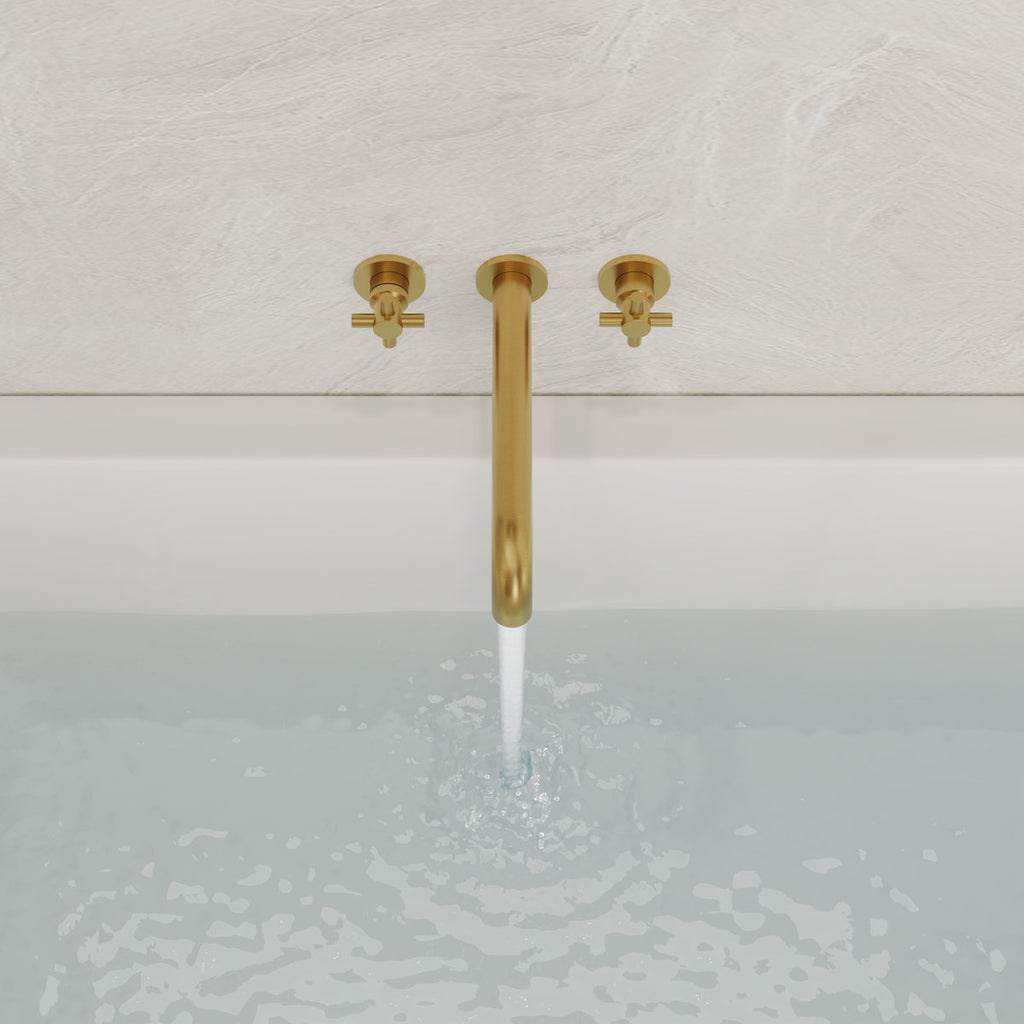Two-Handle 3-Hole Wall Mounted Roman Tub Faucet Bathtub Filler SFS-1107-GD - Brushed Gold
