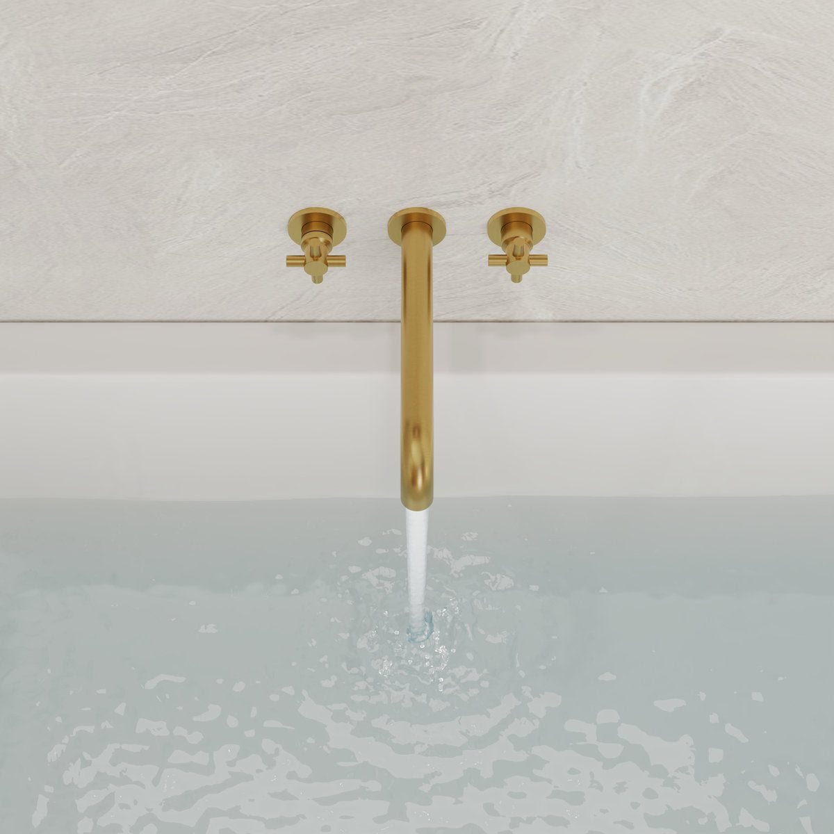 Two-Handle 3-Hole Wall Mounted Roman Tub Faucet Bathtub Filler SFS-1107-GD - Brushed Gold