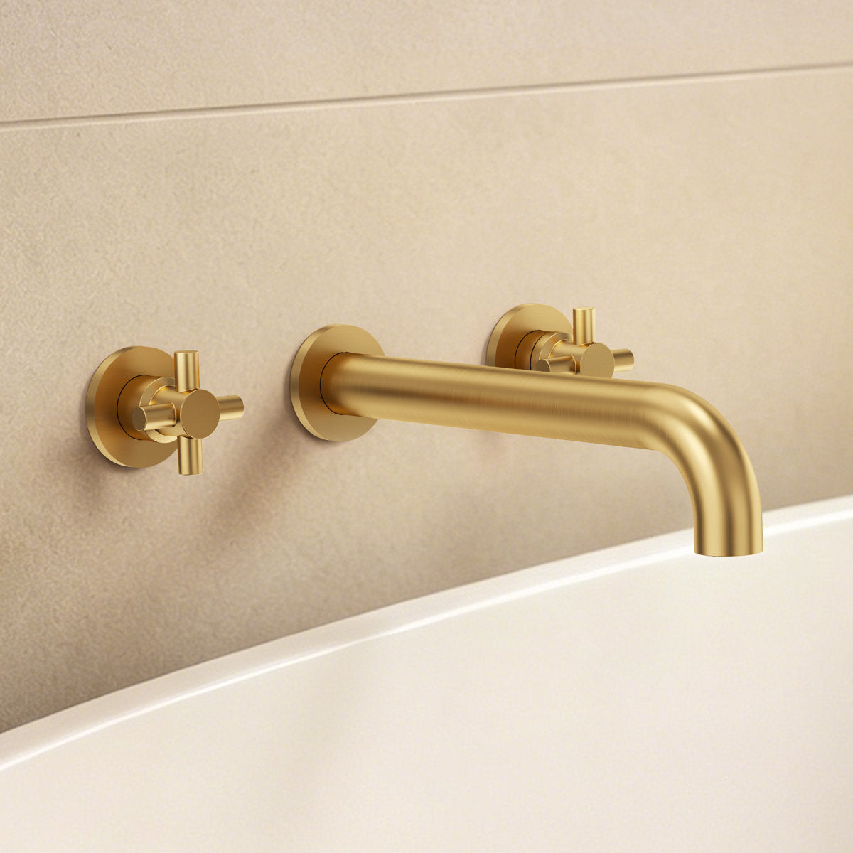 Two-Handle 3-Hole Wall Mounted Roman Tub Faucet Bathtub Filler SFS-1107-GD - Brushed Gold