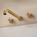 Two-Handle 3-Hole Wall Mounted Roman Tub Faucet Bathtub Filler SFS-1107-GD - Brushed Gold