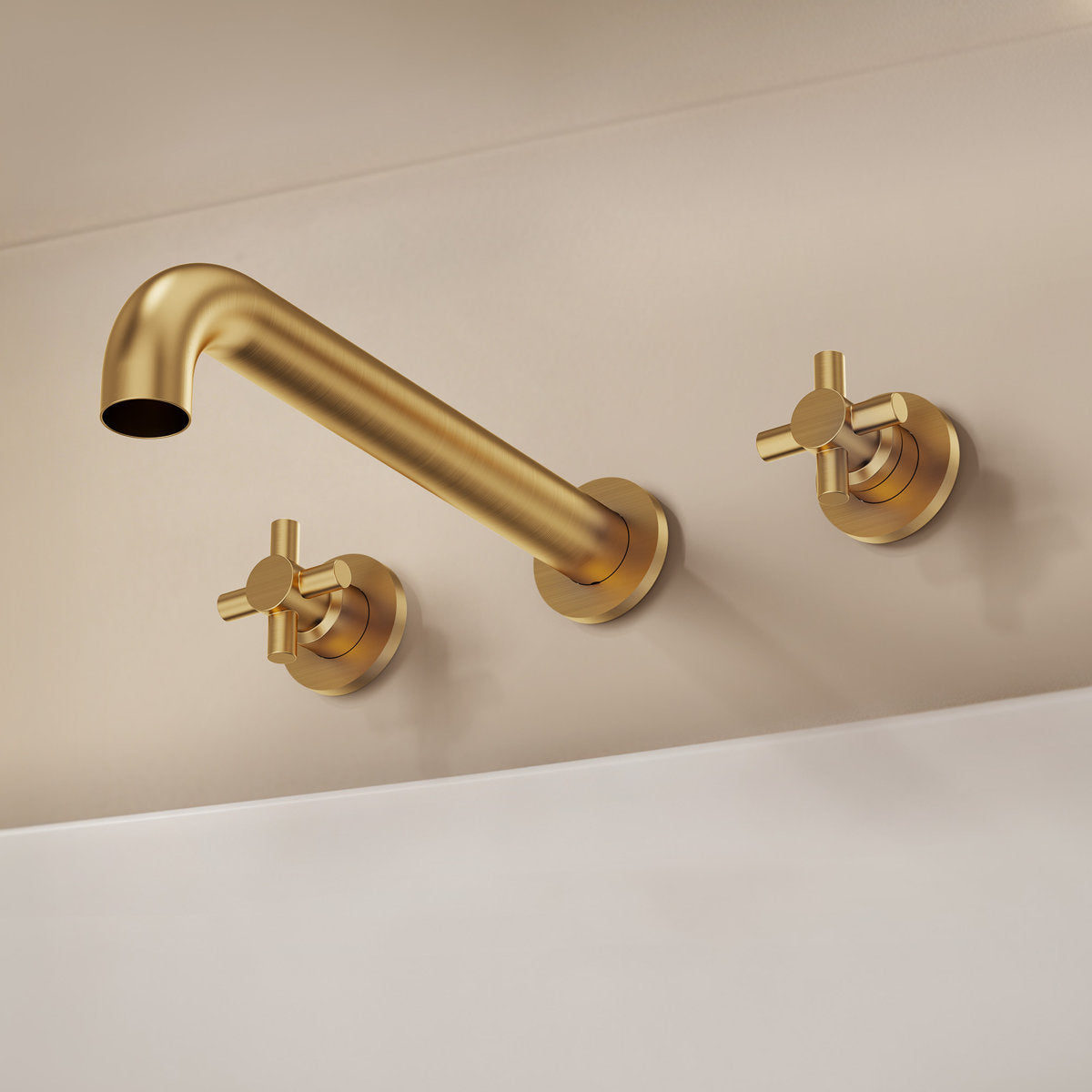 Two-Handle 3-Hole Wall Mounted Roman Tub Faucet Bathtub Filler SFS-1107-GD - Brushed Gold
