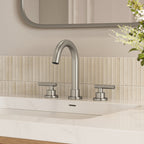 Widespread Bathroom Faucet 3 Hole, 2-Handle Bathroom Sink Faucet with Drain Assembly SFS-1112-NK - Brushed Nickel