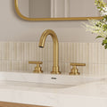 Widespread Bathroom Faucet 3 Hole, 2-Handle Bathroom Sink Faucet with Drain Assembly SFS-1112-GD - Brushed Gold