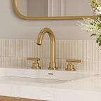 Widespread Bathroom Faucet 3 Hole, 2-Handle Bathroom Sink Faucet with Drain Assembly SFS-1112-GD - Brushed Gold