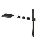 Wall Mounted Waterfall Tub Spout Bathtub Faucet with Diverter & Handheld Shower SFS-1111-BK - Matte Black