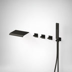 Wall Mounted Waterfall Tub Spout Bathtub Faucet with Diverter & Handheld Shower SFS-1111-BK - Matte Black