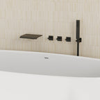 Wall Mounted Waterfall Tub Spout Bathtub Faucet with Diverter & Handheld Shower SFS-1111-BK - Matte Black