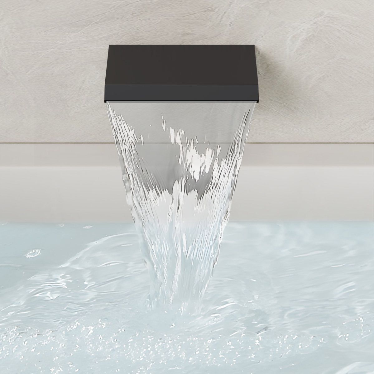 Wall Mounted Waterfall Tub Spout Bathtub Faucet with Diverter & Handheld Shower SFS-1111-BK - Matte Black