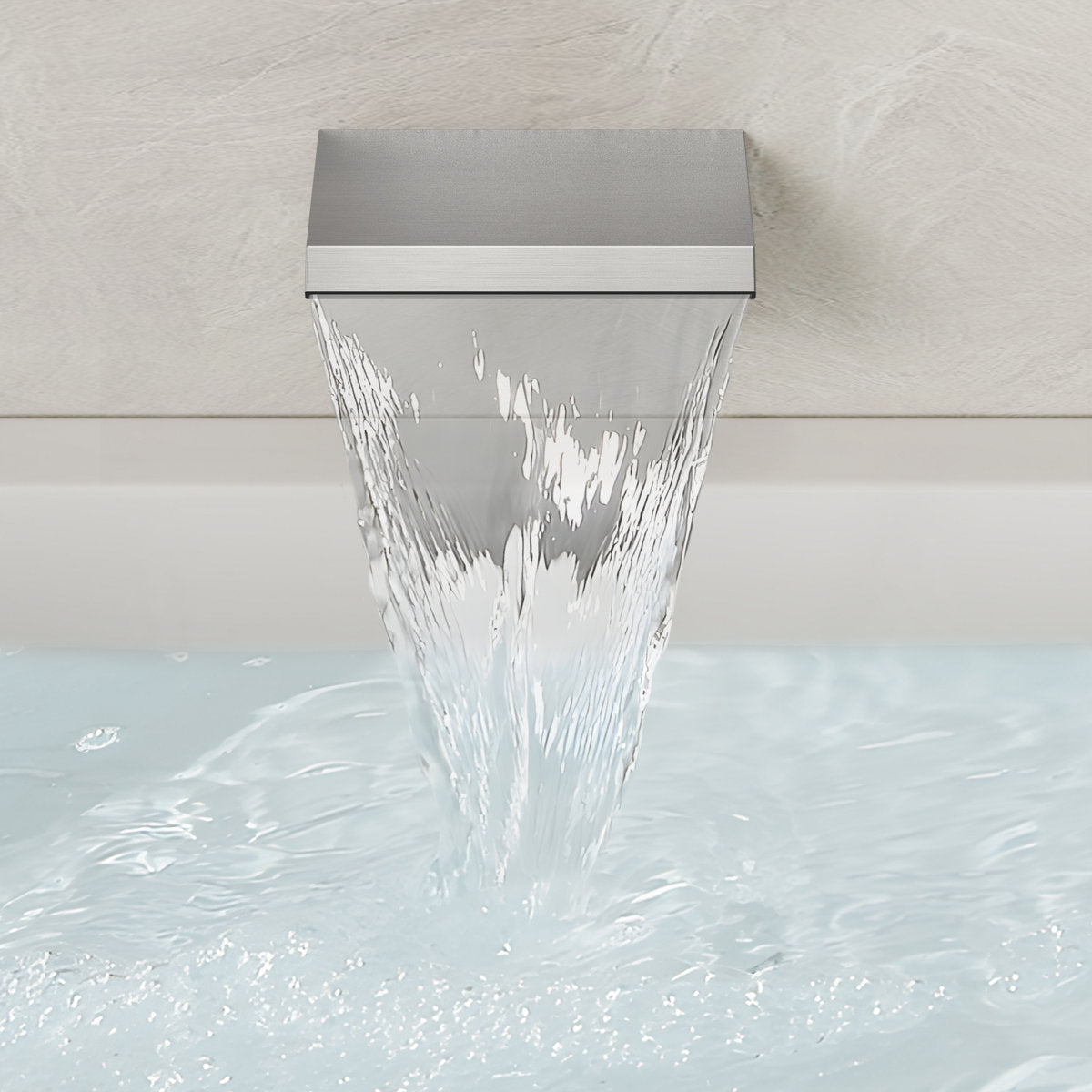 Wall Mounted Waterfall Tub Spout Bathtub Faucet with Diverter & Handheld Shower SFS-1111-NK - Brushed Nickel