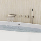 Wall Mounted Waterfall Tub Spout Bathtub Faucet with Diverter & Handheld Shower SFS-1111-NK - Brushed Nickel