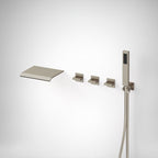 Wall Mounted Waterfall Tub Spout Bathtub Faucet with Diverter & Handheld Shower SFS-1111-NK - Brushed Nickel