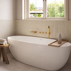 Wall Mounted Waterfall Tub Spout Bathtub Faucet with Diverter & Handheld Shower SFS-1111-GD - Brushed Gold