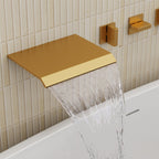Wall Mounted Waterfall Tub Spout Bathtub Faucet with Diverter & Handheld Shower SFS-1111-GD - Brushed Gold
