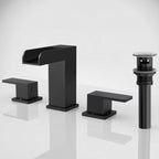 Widespread Bathroom Faucet 3 Hole, 2-Handle Bathroom Sink Faucet with Drain Assembly SFS-1117-BK - Matte Black