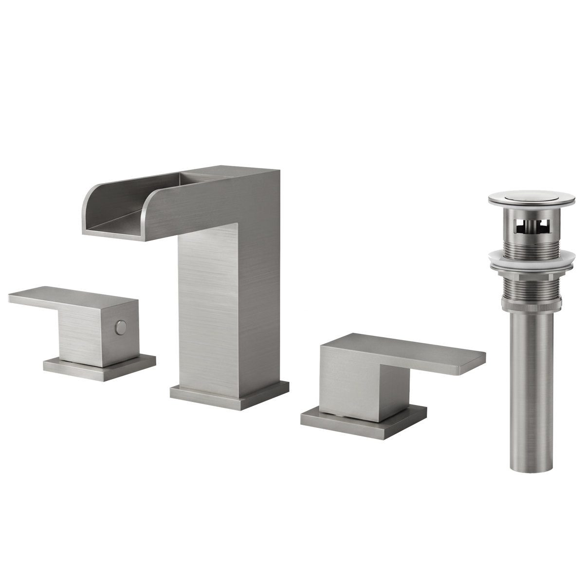 Widespread Bathroom Faucet 3 Hole, 2-Handle Bathroom Sink Faucet with Drain Assembly SFS-1117-NK - Brushed Nickel