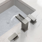 Widespread Bathroom Faucet 3 Hole, 2-Handle Bathroom Sink Faucet with Drain Assembly SFS-1117-NK - Brushed Nickel