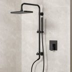Wall Mount Pressure-Balanced Shower System, 13" Rainfall Shower Head with Slider Bar Handheld Spray SFS-1097-BK9 - Matte Black