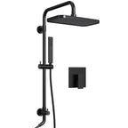 Wall Mount Pressure-Balanced Shower System, 13" Rainfall Shower Head with Slider Bar Handheld Spray SFS-1097-BK9 - Matte Black