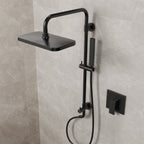 Wall Mount Pressure-Balanced Shower System, 13" Rainfall Shower Head with Slider Bar Handheld Spray SFS-1097-BK9 - Matte Black